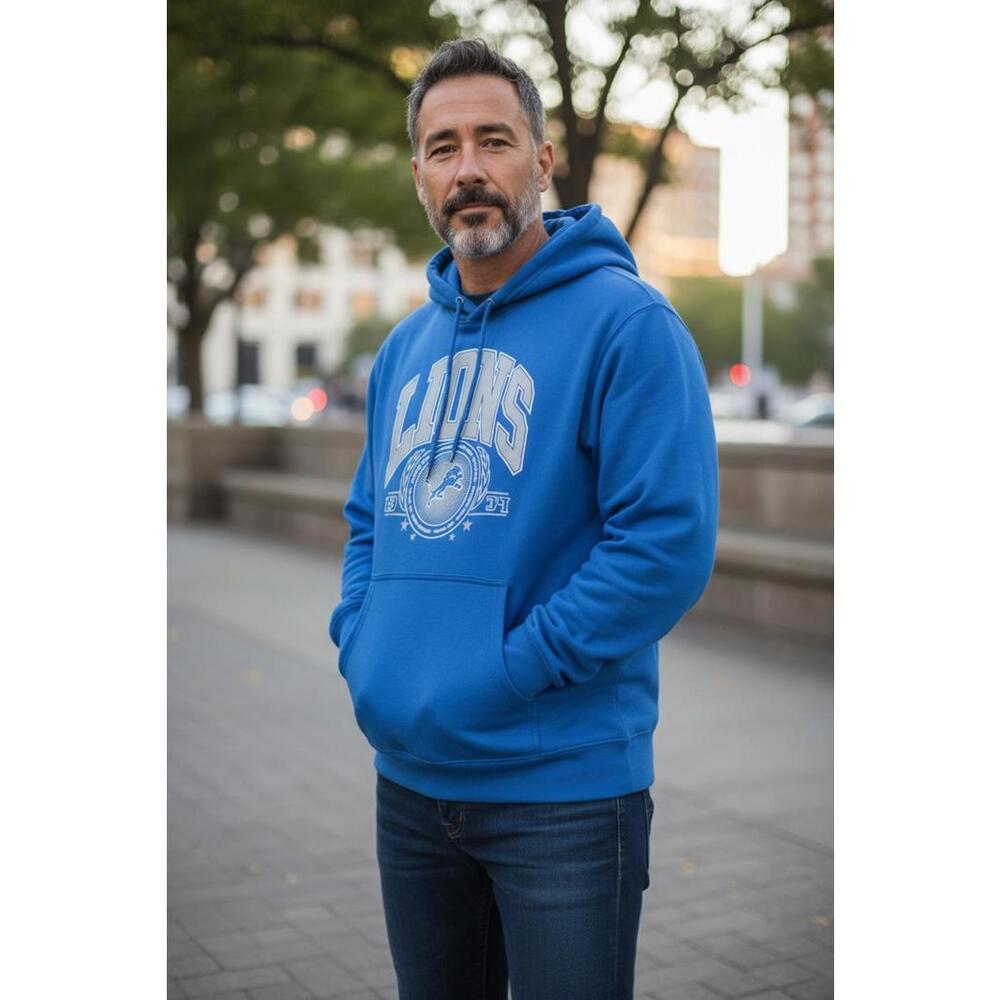 NWT NFL‎ Detroit Lions Blue Hoodie Sweatshirt Size LG